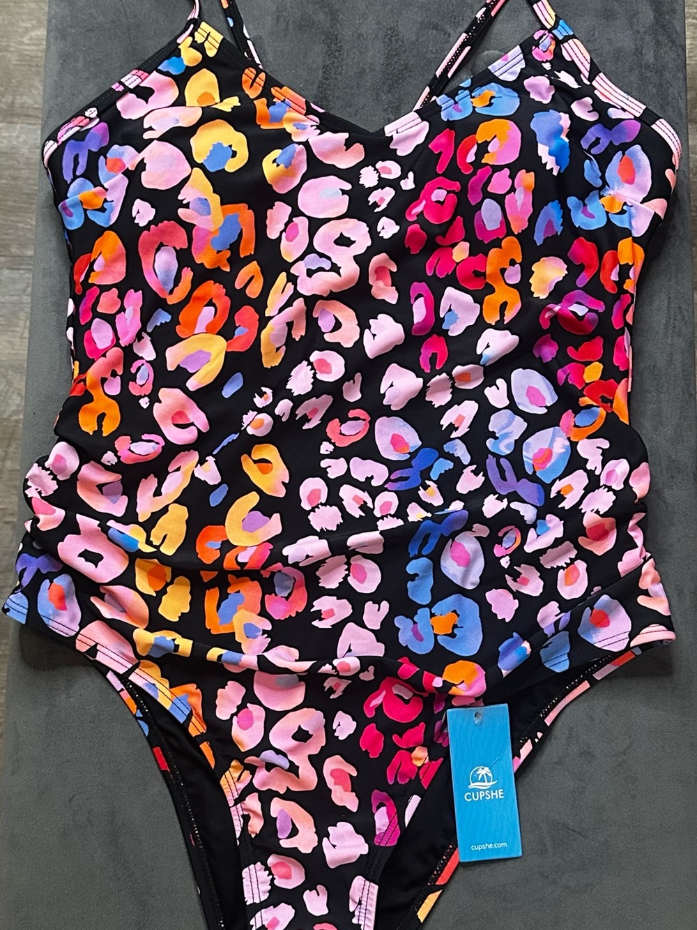 Cupshe Black Multicolor Leopard Print One-Piece Swimsuit